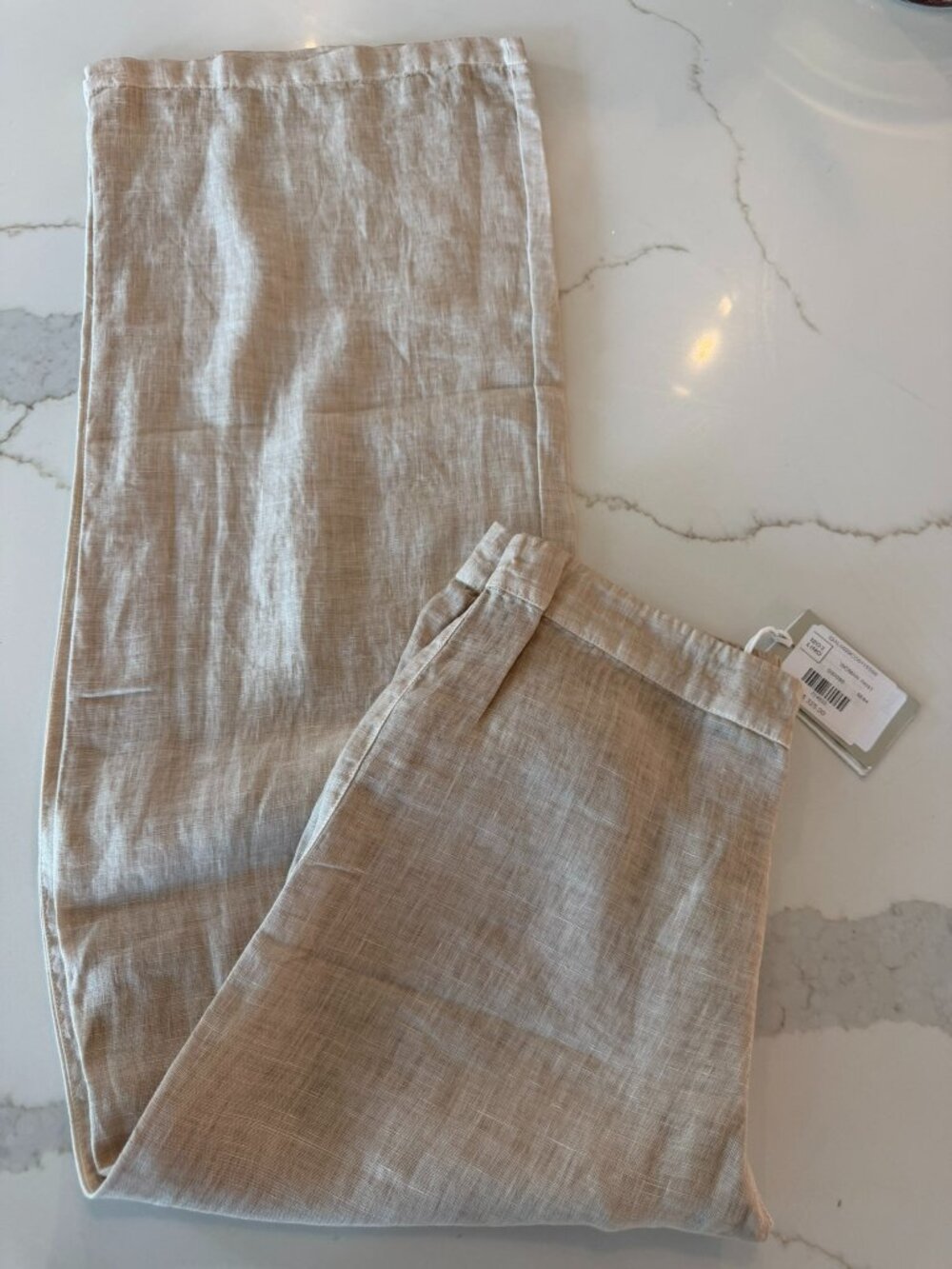 NWT 120% LINO LINEN WIDE LEG PANTS TAN M/44